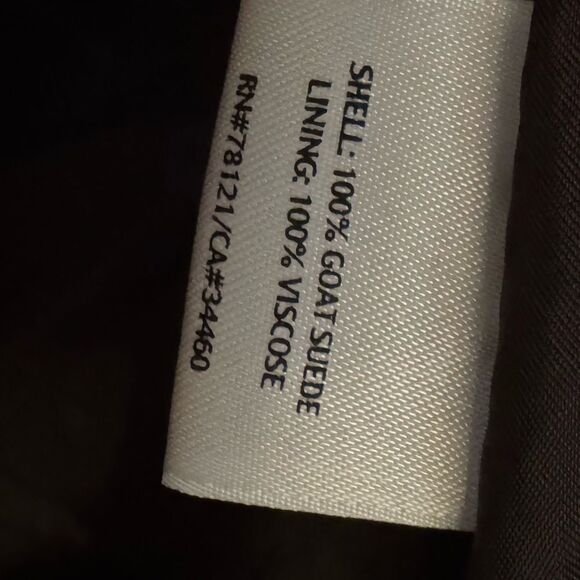 Eileen Fisher Size Large Chocolate Brown Open Front Goat Suede Blazer Jacket - Picture 15 of 15